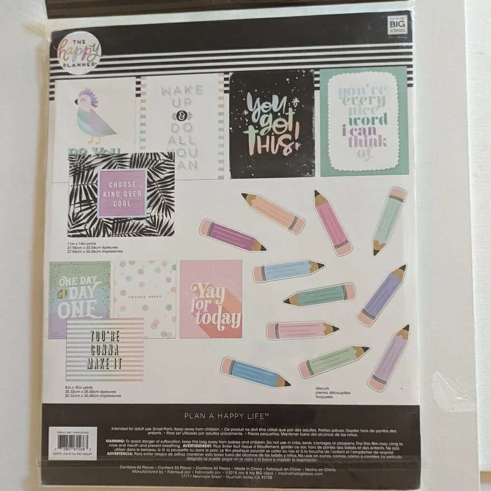 NWT Back to School Happy Planner Teacher 'One Day Day One' 53pc Wall Art Kit